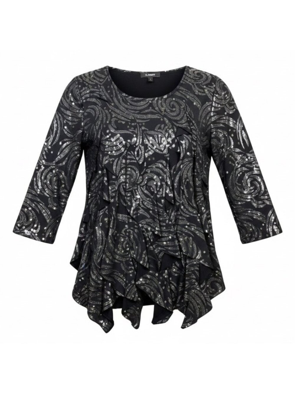 Elementz Women Black Top Swirl Glitter Pattern Size M